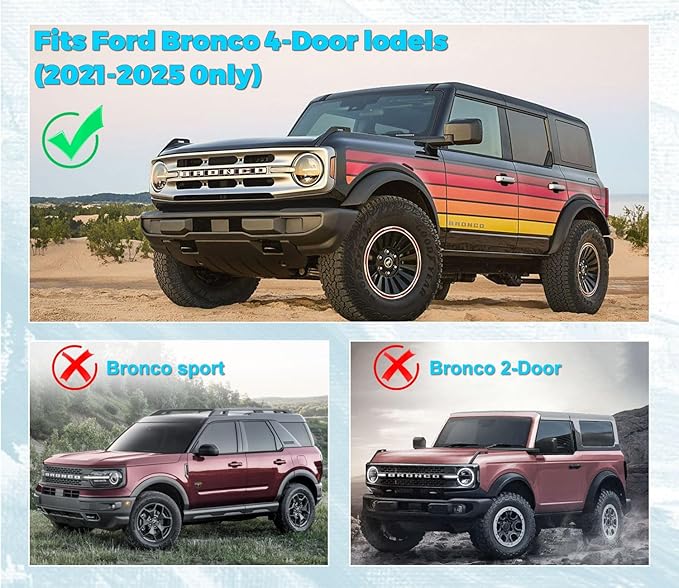 2025 Upgrade 4 PCS Door Handle Storage Box Compatible with Ford Bronco 2021-2025 (Not for Sport/2 Door) No-Slip Storage Box for Ford Bronco accessories 2021-2025 Pockets Storage to Store Minor Things
