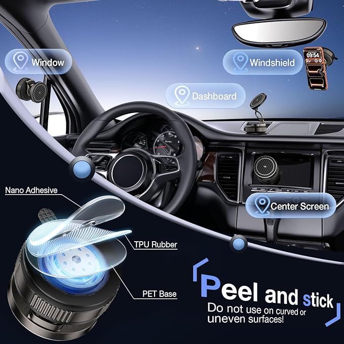 Vooii for Magsafe Car Mount Charger (15W Wireless Faster Charging) (130+LB Strongest Suction & 3000gf Magnetic) (360° Adjustable) Vacuum Car Phone Holder, Phone Holders for Your Car for iPhone 17-12