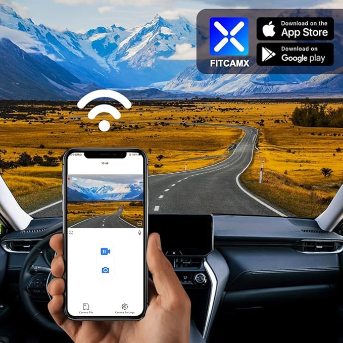 Fitcamx Front 4K+Rear 1080P Dash Cam Adapts for Toyota RAV4 2019-2021 (Model A/No Vent) & Prime Plug-in Hybrid, OEM Look, WiFi & APP, 2 Way HD Video, Loop Recording, G-Sensor, Easy to Set, 128GB Card
