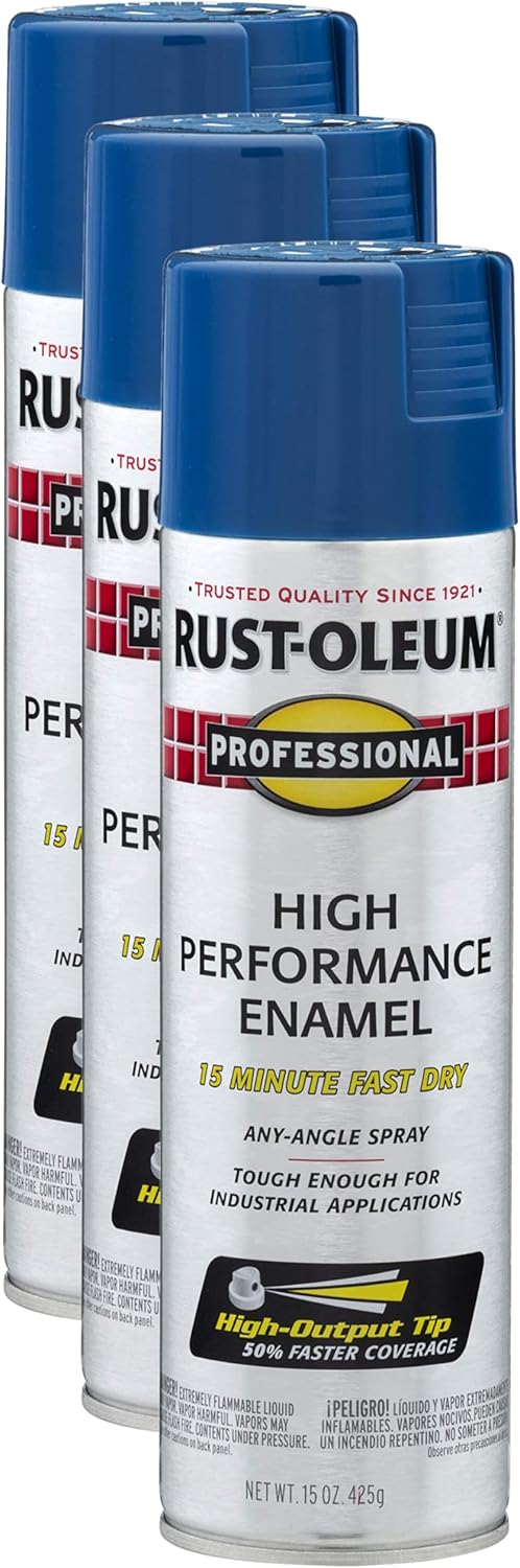 Rust-Oleum 7527838 Professional High Performance Enamel Spray Paint, 15 Oz, Gloss Royal Blue (Pack of 3)