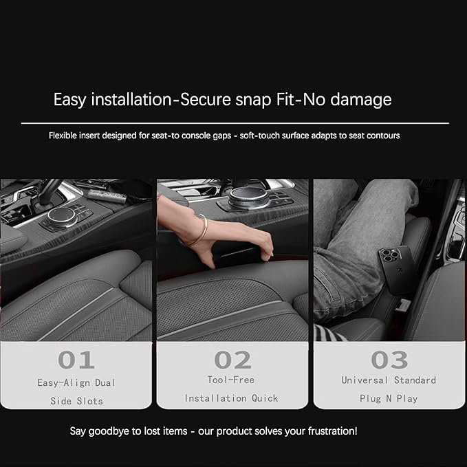 YANTING Car Seat Gap Filler 2 Pack - No Drop Seat Guard, Universal Car Seat Gap Plug with Storage Slot, Durable Non-Slip Material, Anti-Drop Gap Filler for Cars, Trucks & SUV (Beige)