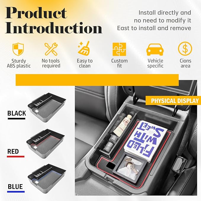 Center Console Organizer Tray Compatible with Nissan Sentra 2020 2021 2022 2023 2024 2025 Accessories, Middle Console Organizer for 2020-2025 Sentra Armrest Storage Box Coin Holder, red trim