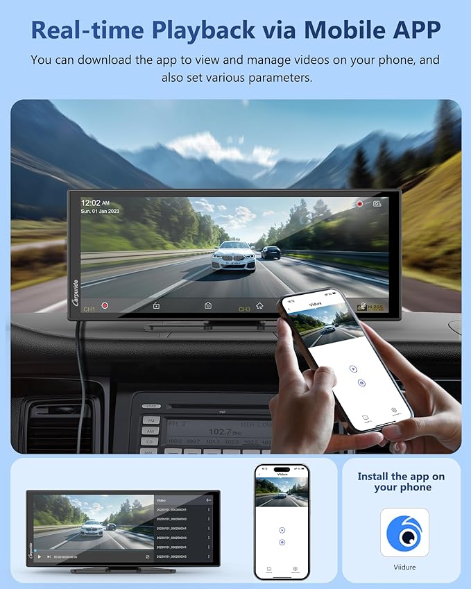 Carpuride Carplay Screen for Car with 4K Dash Cam & 1080P Backup Camera 11.26" Portable Car Play Touchscreen Wireless Carplay & Android Auto, Loop Recording, Voice Control, GPS Navigation, Mirror Link