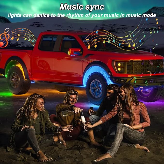 Kairiyard 4Pcs Underglow LED Lights for Cars with App Control, RGB Dream Colors Chasing Music Mode Waterproof Underglow kit for Car Truck