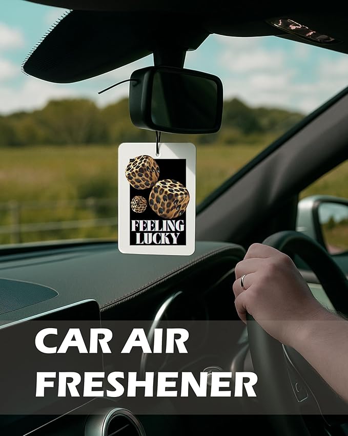 Trendy Leopard Cologne Car Air Freshener 4 Pcs, Funky Cheetah Print Lucky 8 Ball Poker Dice Hanging Air Freshener for Cars Bathroom Dorm Books Decor, Cute Accessories Gifts for Women Girls