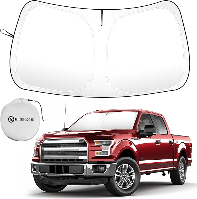 Car Sun Shade for 2015-2020 2021 2022 2023 2024 2025 2026 Ford F150 Windshield Sun Shade, Sun Visor Windshield Screen Cover for F150 Front Window Sunshade Foldable Auto Interior Accessories