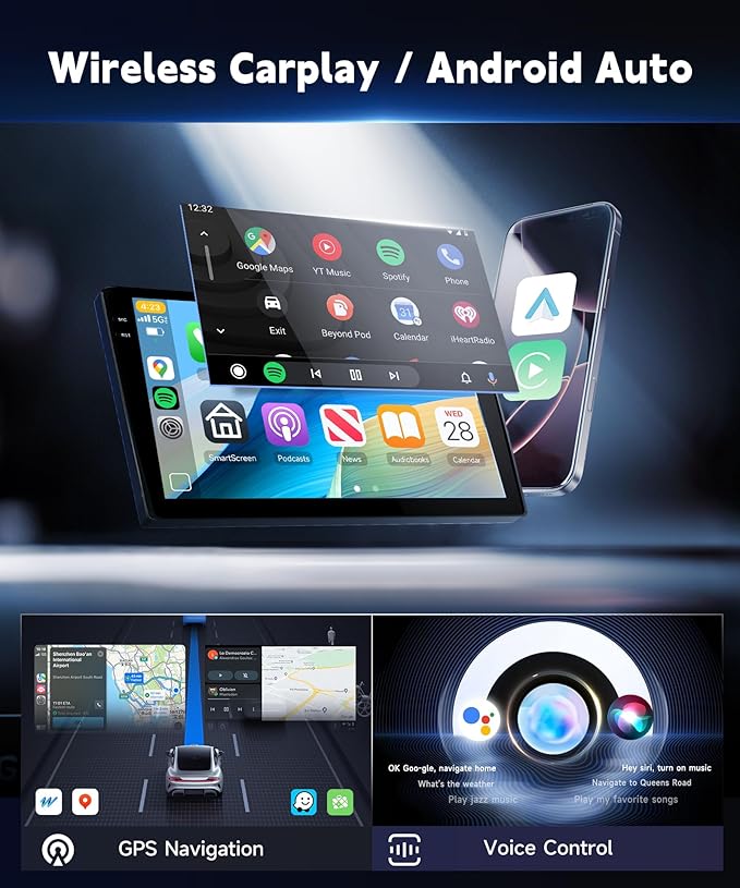 [4G+128G] Car Stereo for Honda Accord 8th 2008-2013 with 5GWiFi/Android 15/Wireless Carplay Android Auto,10.1" Incell Touch Screen Radio,GPS/EQ DSP/Bluetooth5.0/SWC/AHD Backup Camera