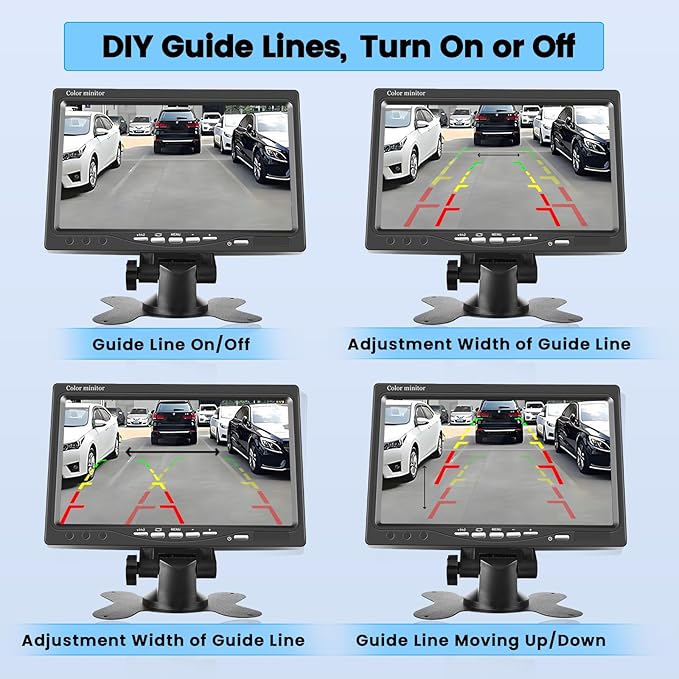 Hikity Vehicle Backup Camera 7" Monitor Kit, 18 IR Night Vision Waterproof Rear View Camera Reverse Monitor for RVs,Bus, Trailer, Truck (65ft 4 Pins Aviation Extension Cable)