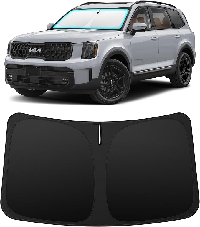 INSAUTO Custom Fit Windshield Sun Shade Accessories for Kia Telluride 2020-2025, Foldable Front Window Sunshade, UV & Heat Reflector, Keeps Interior Cool, Includes Storage Bag
