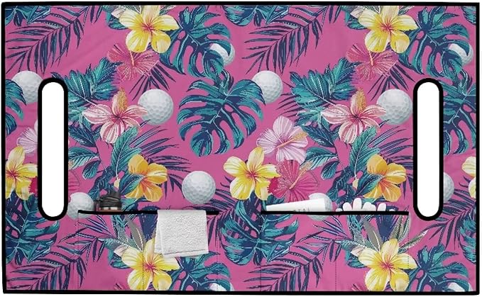 Biyejit Golf Cart Seat Covers with 4 Pockets Golf Cart Seat Towel Blanket Fits 2-Seat Golf Carts, Golf Cart Accessories