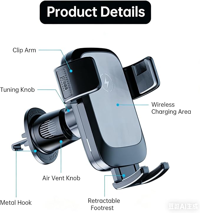 Wireless Car Charger, Auto-Clamping Air Vent Mount Car Phone Holder - 15W/10W/7.5W Fast Charging Compatible with iPhone 17/16/15/14/13/13 Pro/12 Pro Max/12 Pro/12 & Samsung Galaxy, Gift for Men Women