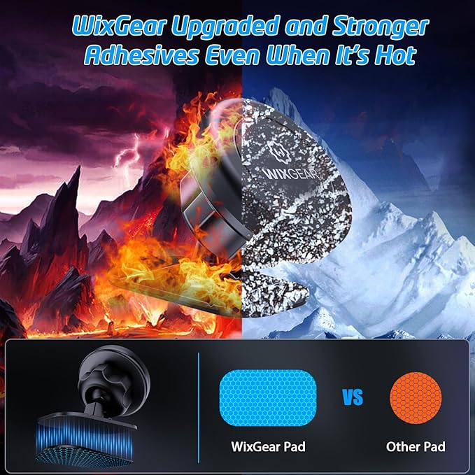 WixGear Magnetic Car Mount [2-Pack] - Universal Stick-On Dashboard Magnetic Phone Holder for Car, Strong Magnet Mount for Cell Phones & Mini Tablets with Swift-Snap Technology