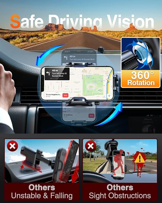 VANMASS 2026 Phone Holders for Your Car Ultimate Military-Grade Car Phone Holder Mount【Patent & Safety Certs】Upgraded Shockproof Truck Air Vent Phone Mount for iPhone 17 Pro Max 16 15 Samsung Android