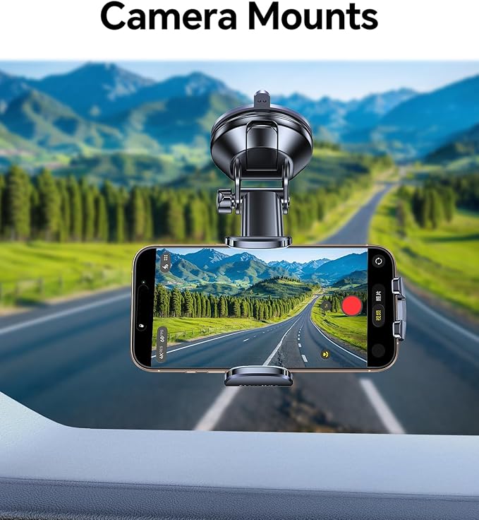 Romuto Phone Holders for Your Car Phone Holder Mount【Super Suction】Cell Phone Mount for Car Accessories for Women Men Windshield/Vent/Dash Truck Stand Desk Mount Clamp Holder for iPhone Samsung Camera