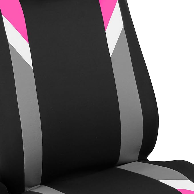 FH Group Car Seat Covers Premium Modernistic Flat Cloth Car Seat Covers Front Seats Only Pink Black, Airbag Compatible Universal Fit Interior Accessories Cars Trucks SUV Car Accessories Protector