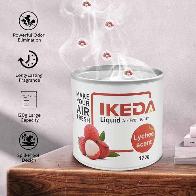 Car Air Freshener: lychee Scent Scent Liquid Cans | Odor Elimination | Smoke Smell Remover | Strong Long-Lasting Fragrance | For Auto Home | 4.23 oz | 1 pack