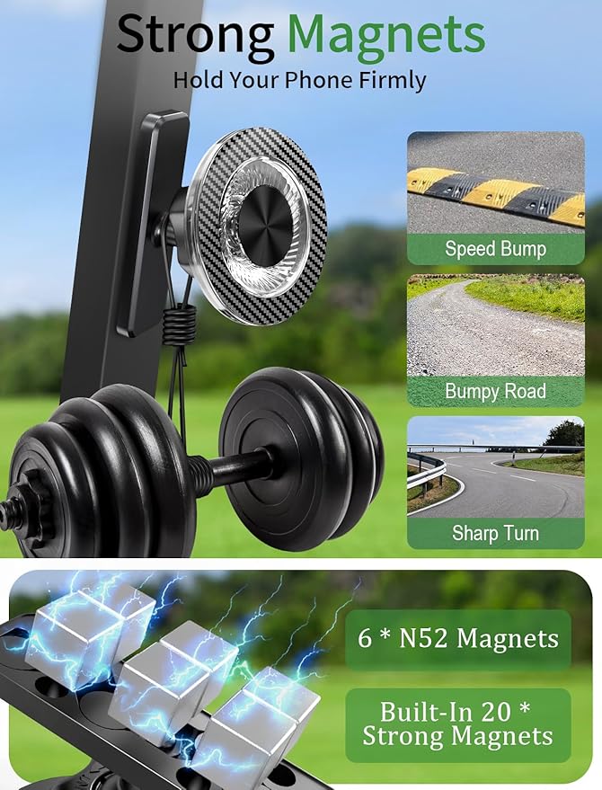 GBEAST Magnetic Golf Cart Phone Holder Compatible with MagSafe for iPhone 12-17 Series, 360° Rotation Golf Accessories for Men Women, N52 Magnets Phone Mount For EZGO/Club Car/Yamaha, Gifts for Golfer