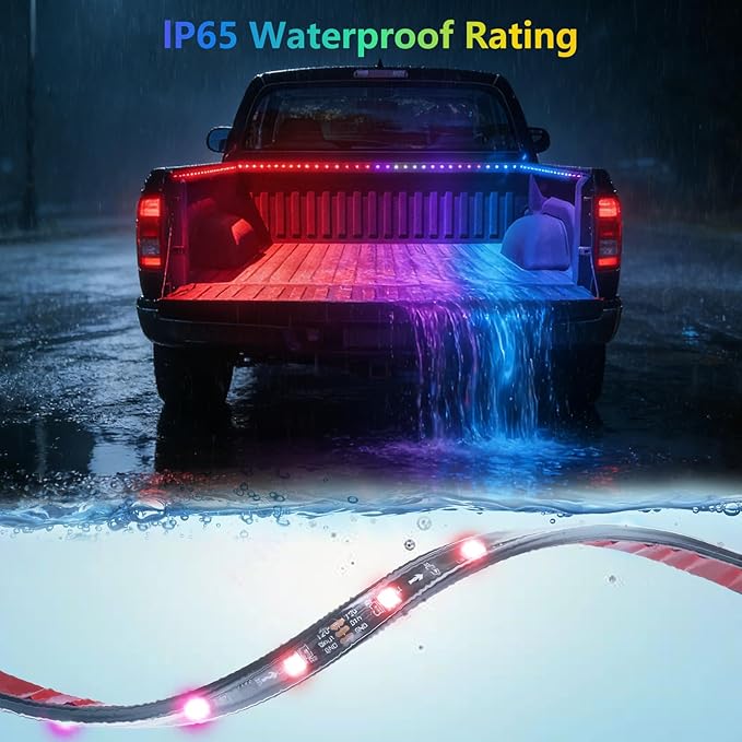 Truck Bed Lights 3Pcs - Multicolor 16 Million Colors,APP & Built-in Control,IP67 Waterproof,Music Sync,12V DC,60-Inch