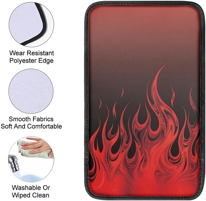 Fire Print Car Center Console Armrest Cover Pad Universal Decorative Armrest Cover Pad for Truck Sedan SUV, Car Interior Decor Accessories