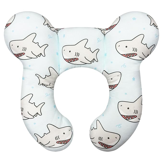 Baby Neck Pillows - Upgraded Toddler Travel Cushion for Toddler Head and Neck, Infant Neck Pillow for Car Plane Stroller Pushchair - Shark A