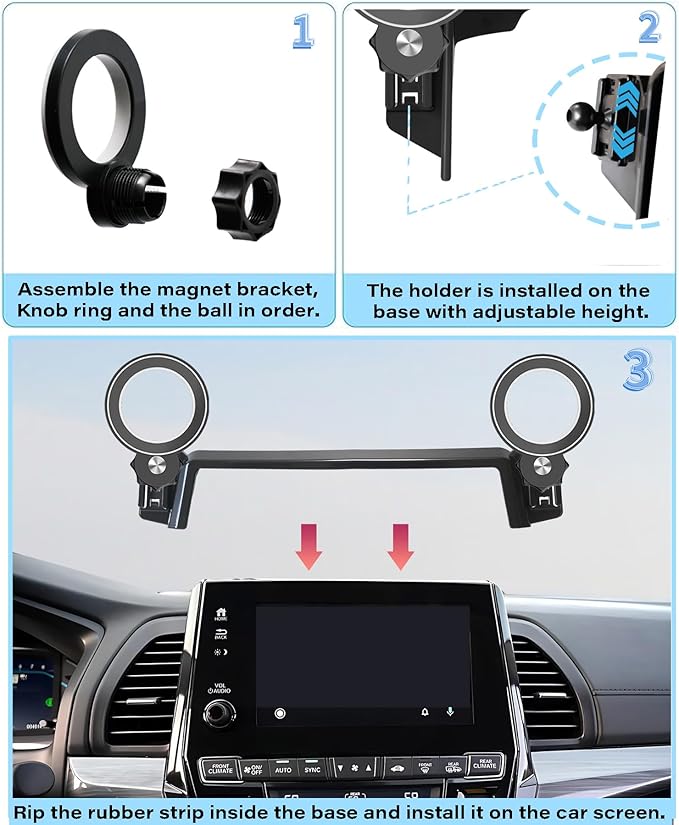 Car Phone Holder for Honda Odyssey 2018 2019 2020 2021 2022 2023 2024 Accessories Apply to 8 Inch Touch Screen Fixed Clip MagSafe Passenger Cell Phone Mount Handsfree 360° Rotation