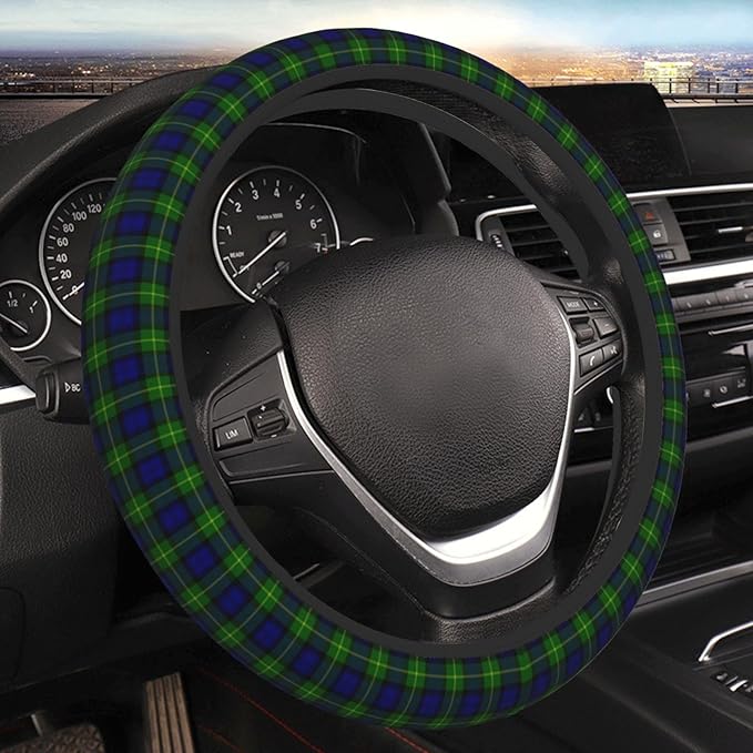 Thickened Elastic Steering Wheel Cover, Gordon Tartan Blue Green Plaid Ultra, Soft, Breathable, Fit for Cars, SUVs, Trucks, Stylish Comfortable Grip