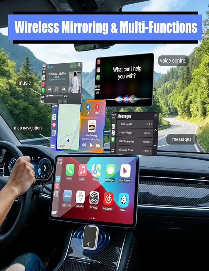 2026 Upgraded USB Wireless CarPlay Adapter for iPhone, Bluetooth 5.8 and Wi-Fi 6, Automatic & Zero-Delay Connection, Android auto Carplay Wireless Adapter for Android and iOS Systems. (Light Gray)
