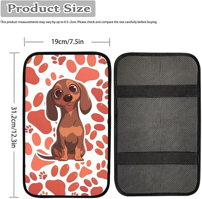 UNICEU Dachshund Dog Car Center Console Pad Automotive Interior Set Dog Paw Auto Armrest Seat Box Cover, Soft Arm Rest Protector Cushion Pad Easy to Install Dog Paw Car Accessories