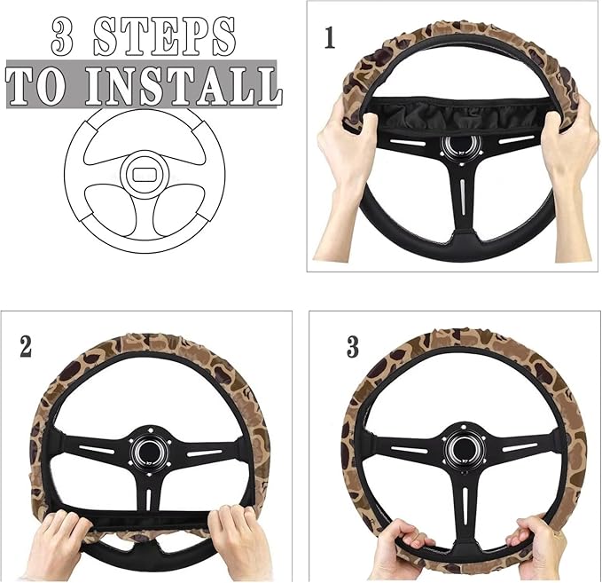 SEANATIVE Duck Camo Car Steering Wheel Cover, Easy to Disassemble, Non-Slip Soft Steering Wheel Cover, Universal Auto Decor Accessiores
