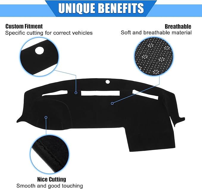 Car Dashboard Cover Compatible for Dodge for Ram 2010-2018, Protective Polyester Black Center Console Interior Trim Dash Cover Mat Pad