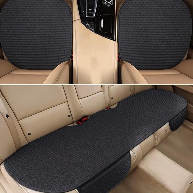 3PCS Car Seat Covers Cushion Pad Breathable Anti Slip Auto Seat Protector Pad with Storage Pocket Universal fit for Most Automotive, Truck, SUV, and Van