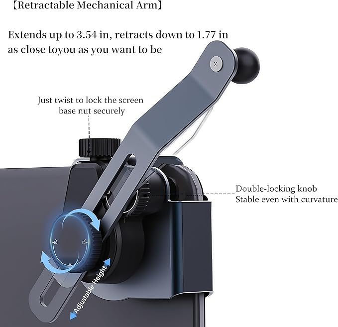 Persevere for Tesla Phone Mount Model 3/Y/S/X, Strong Magnetic Silicone Head, Adjustable Arm Phone Holder, for All Smartphones Models and 2CM Center Screen(Curved Screen Not Supported), Left