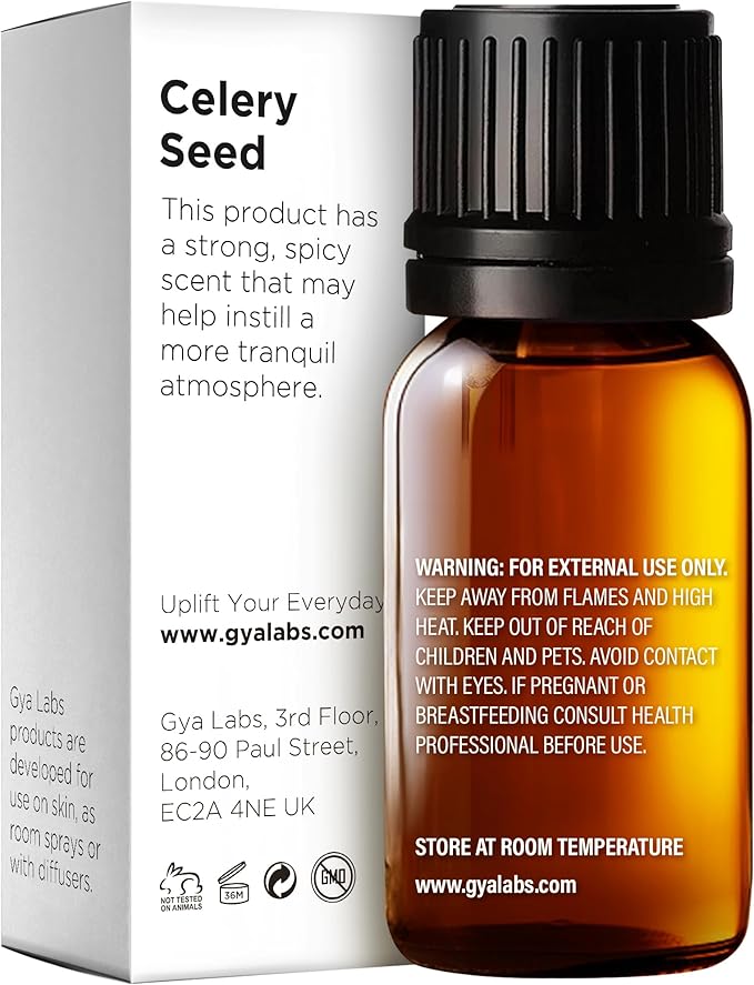 100% Pure Celery Seed Essential Oil - 0.34 Fl Oz - Celery Seed Oil for Hair, Skin, Diffuser, Aromatherapy & DIY Candle Making Scent