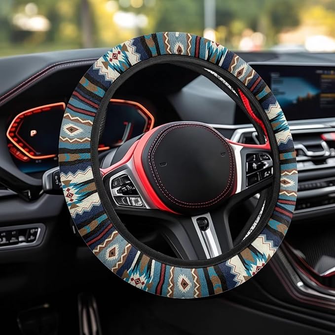 SEANATIVE Baja Stripes Car Steering Wheel Cover Universal Car Accessory for Diverse Cars Neoprene Dust Cover for Steering Wheel