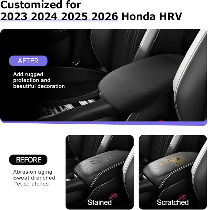 LUWU 2026 HR V Center Console Cover Hidden Storage Box Compatible with 2024 2025 2026 Honda HR-V Accessories Silicon Material 2026 HRV Armrest Cover Center Console Hidden Organizer Box (2 in 1 Design)
