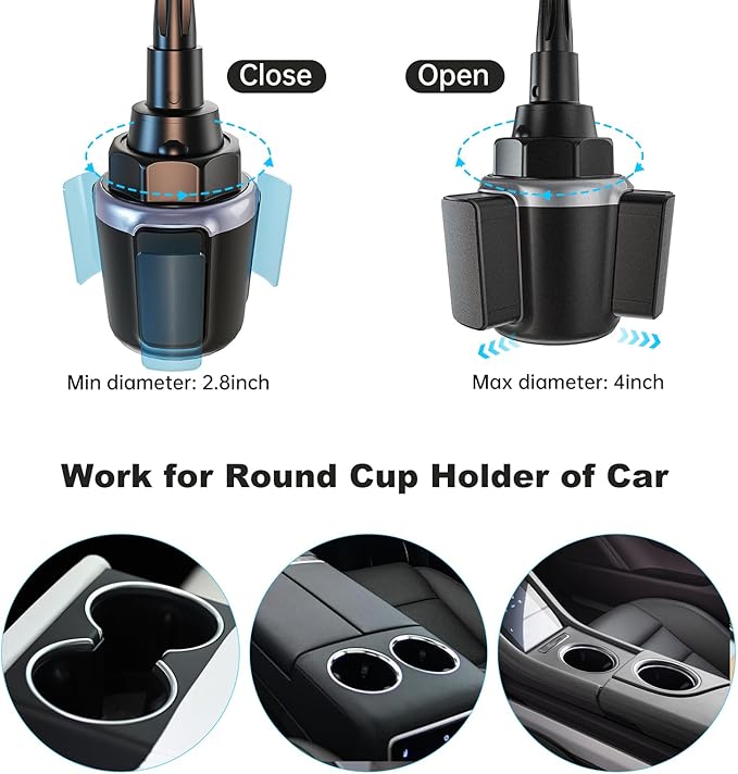 for Qi2 15W Magsafe Car Cup Holder Charger [Heat Restriction], Magnetic Cup Holder Phone Mount Wireless Charger, Fast Charging for iPhone 17 to12 Series[with 30W PD3.0&QC4.0 Car Adapter]