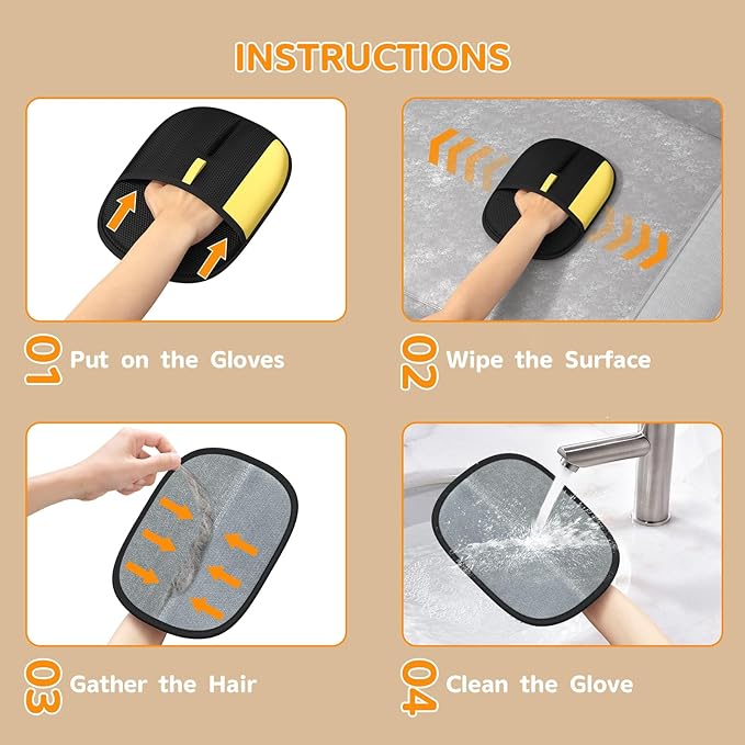 Pet Hair Remover - 2025 New Electrostatic Magic Brush Pet Hair Remover Glove, Reusable Cat & Dog Hair Remover Tool for Clothing, Couch, Furniture, Carpet, Car Seat, Cat Grooming Glove, 2 PCS