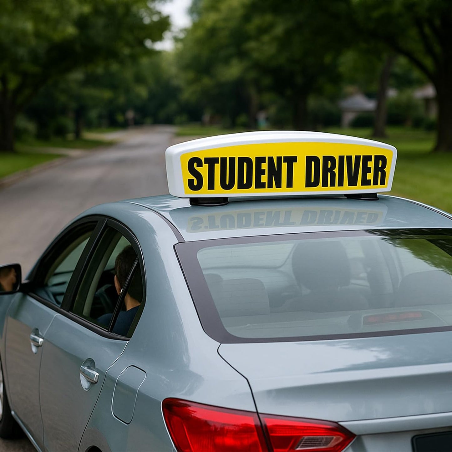 Student Driver Sign for Car Top - Weather-Resistant, Durable and Highly Visible Magnetic Student Driver Roof Signs for Driving School, With Strong Magnets for Attaching to the Vehicle