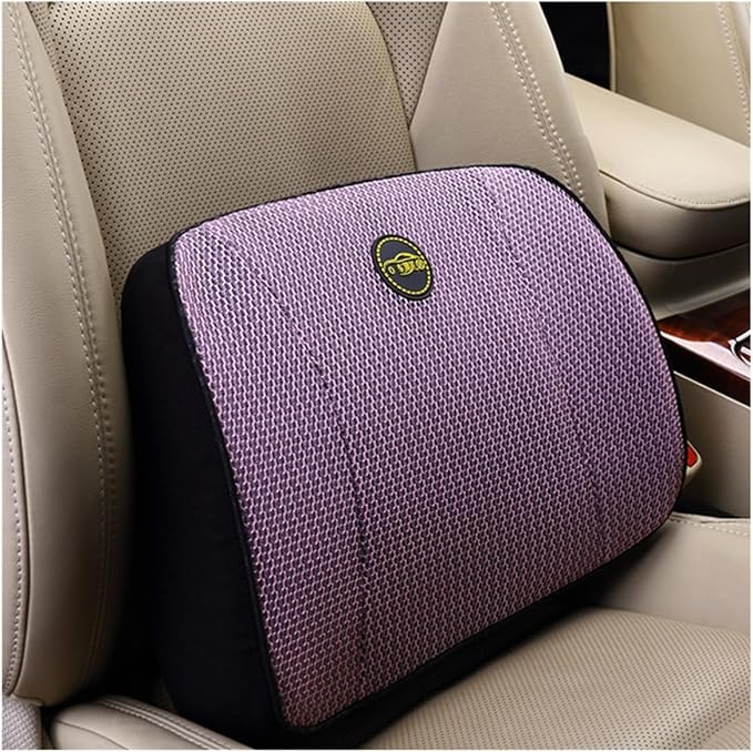 Heightening Wedge Car Seat Cushion Pad for Driving with Comfort Memory Foam, Curved Design Closely Adheres to The Lumbar Spine and Buttocks, Relieving Fatigue Broader Vision (Waist Cushion,Purple)