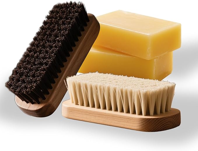 Football Prep Kit – Premium Leather Conditioning Set with 2 Wax Bars & Dual Brushes (Horsehair & Hog Bristle) for Enhanced Grip & Durability