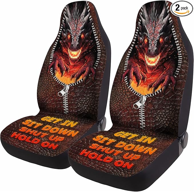 GENANY Dragon Car Seat Covers Set of 2, Breathable Front Seat Covers for Truck Sedan SUV, Dragon Car Accessories, Dragons Gift for Women Men
