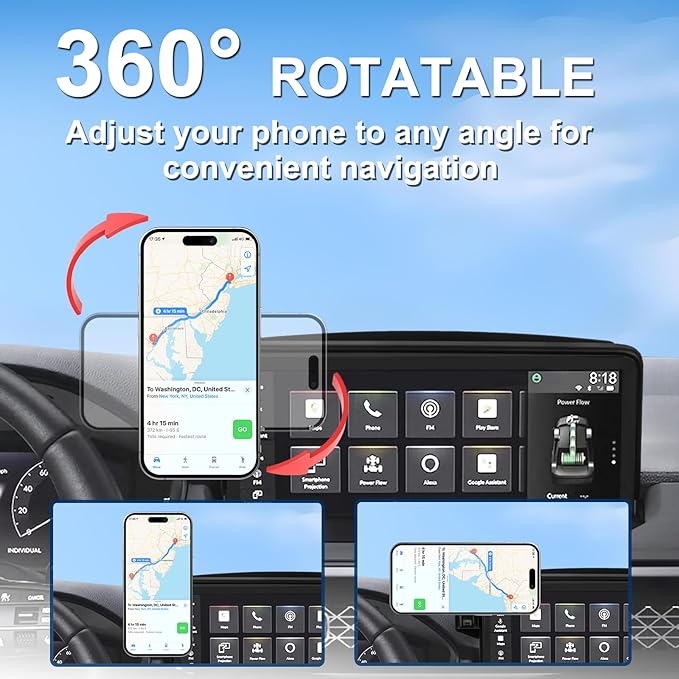 Car Phone Holder for 2018-2022 Honda Accord Accessories 8-inch Screen Fixed Clip, Magnet Cell Phone Mount Compatible with MagSafe, Hand-Free 360° Rotation Phone Automobile Cradles Not Affect Air Vent