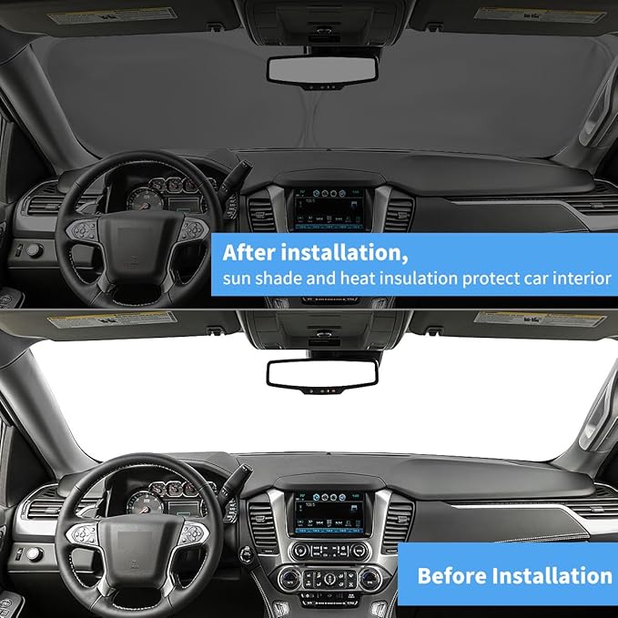 Windshield Sun Shade for 2025-2021 Chevy Tahoe Z71, Front Window Sunshade Protector Cutom Fit Chevrolet Tahoe, Windshield Cover Sun Visor UV Heat Shield Keep Car Cool