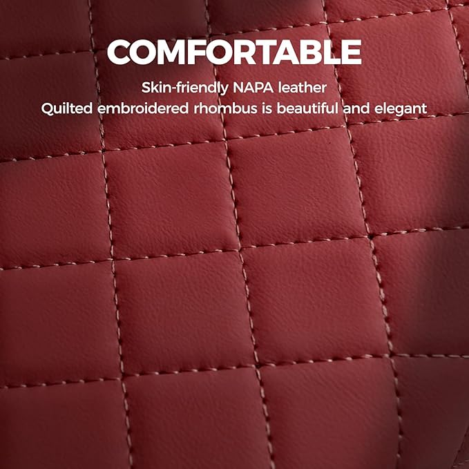 FREESOO Car Center Console Cover, Leather Armrest Cover for Car, Universal Middle Console Cushion With Storage Box, Cup Holder, Tissue Box, Phone Slot, Luxury Waterproof Interior Accessories, Wine Red