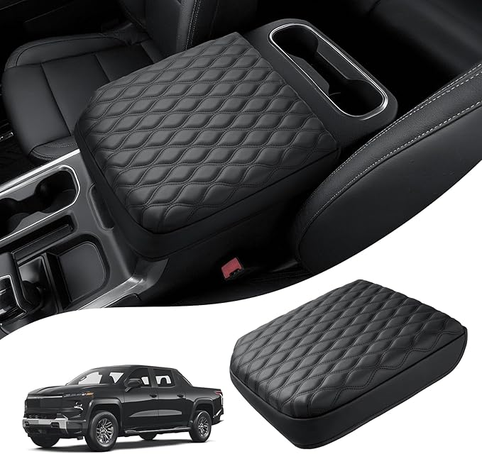 Autorder Center Console Cover for GMC Sierra/Chevy Silverado 1500 2019-2026 Accessories Armrest Cushion Cover Leather Middle Console Pad Armrest Pad Anti-Scratch(Bucket Seat Only)