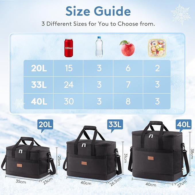 Lifewit Cooler Bag 30/50/60 Cans Collapsible and Insulated Large Lunch Bag Leakproof Soft Cooler Portable Tote for Camping/BBQ/Family Outdoor Activities