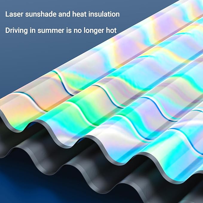Car Windshield Sun Shade with Storage Pouch, Foldable Laser Titanium Silver Front Window Shield Blocker Screen Visor Protector Cover, Keep Interior Cool, Universal Fit for Car,Truck,SUVs (L)