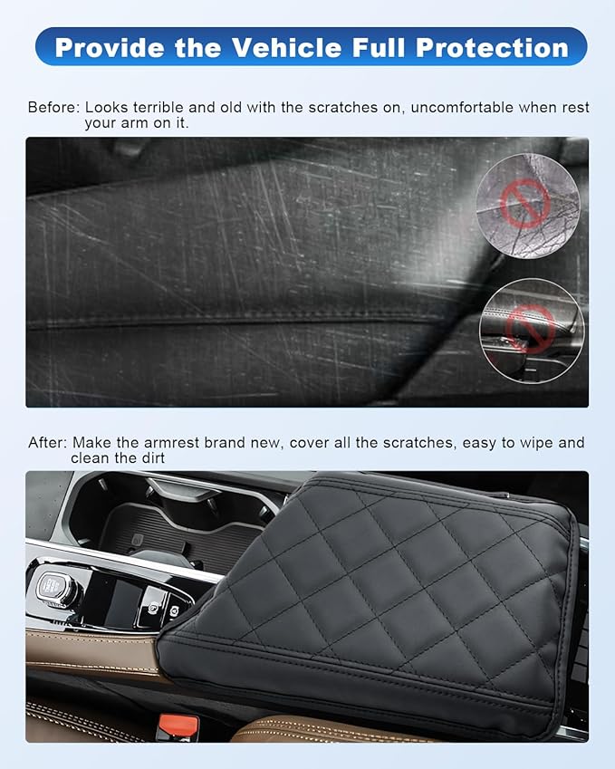 CDEFG for 2025 Volvo XC90 Center Console Cover for 2023 2024 2025 Volvo XC90 Accessories Armrest Cover XC90 Middle Console Pad Arm Rest Cushion Leather Cover