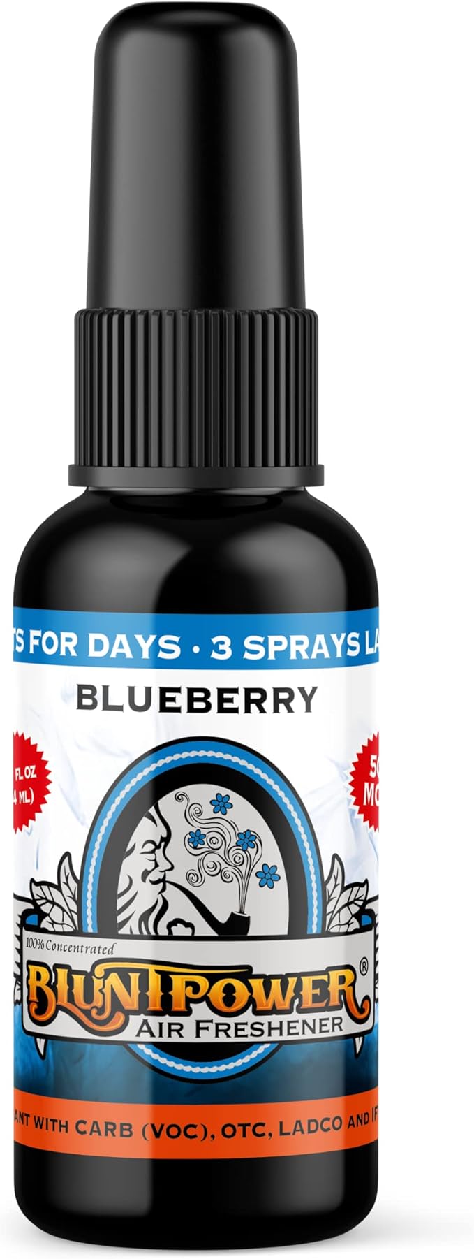 BluntPower (Blueberry, 3 Pack) Concentrated Air Freshener - Premium Oil Based Air Freshener Spray For Home and Car - Long-Lasting Bathroom Spray, Car Freshener, & Odor Eliminator Spray