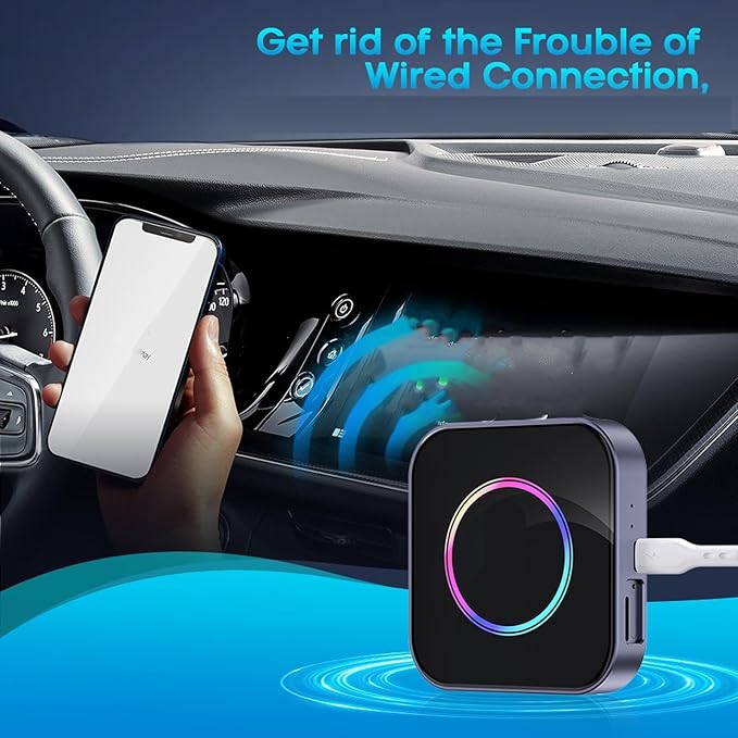 Sanpyl Wireless Car Play Adapter 6 in 1, 4G LTE Car Video Box with 4+64GB, for OS X Android, Dual App Functionality and Real Time Vehicle Tracking